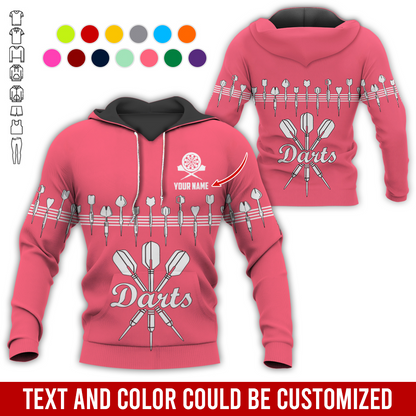 Customized Darts Premium Hoodie, Personalized Name Hoodie, Darts & Music Pattern Hoodie, Perfect Gift For Darts Lovers, Friend, Family