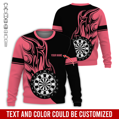 Customized Darts Sweatshirt, Personalized Name Sweatshirt, Fire Dartsboards Pattern Sweatshirt For Men & Women, Perfect Gift For Darts Lovers, Friend, Family