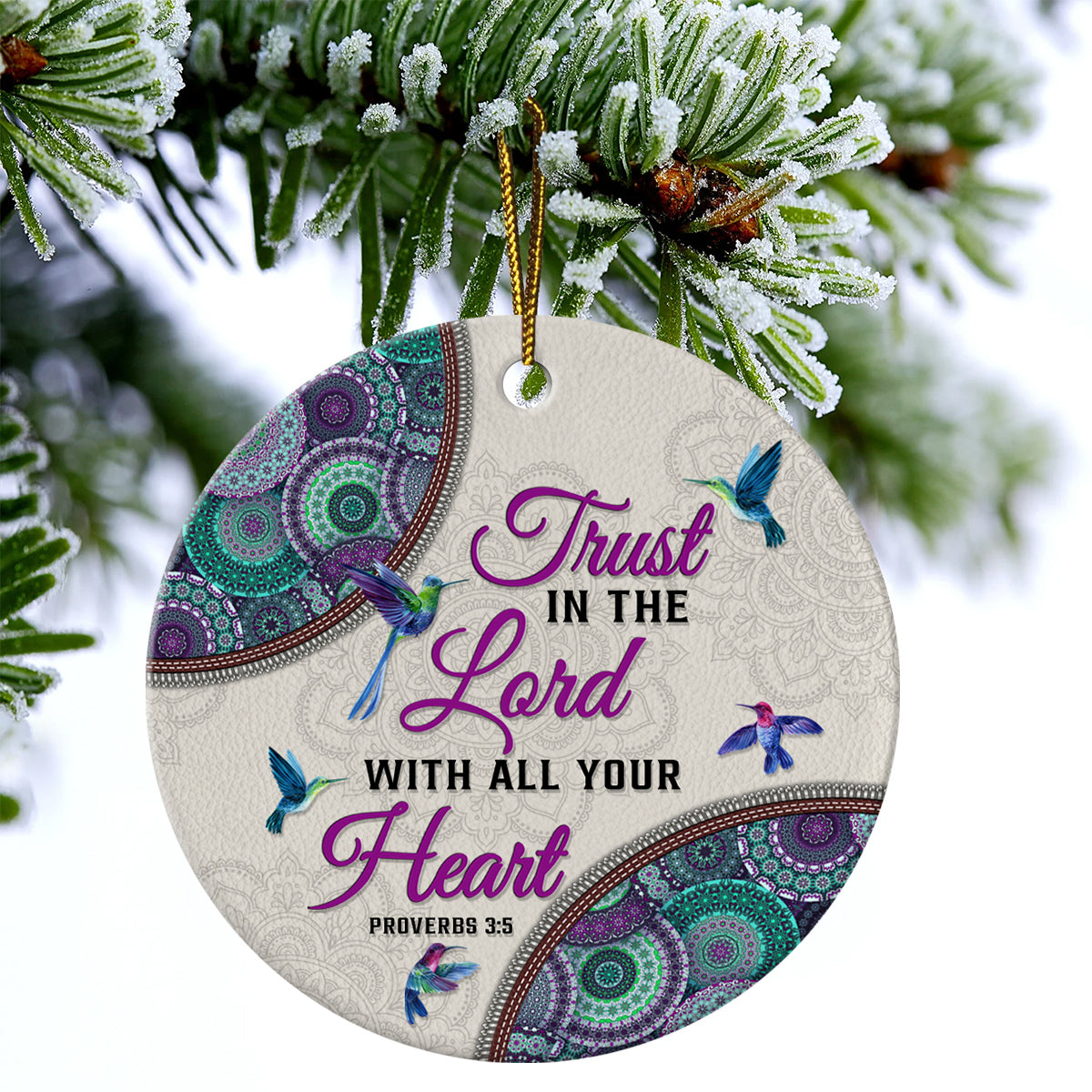Jesus Ceramic Christmas Ornament - Trust In The Lord With All Your Heart Ceramic Ornament, Perfect Gift For Christian, God Faith Believers