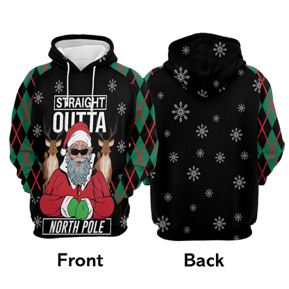 Santa Claus Premium Christmas Hoodie, Santa Claus Straight Outta North Pole Unisex Hoodie For Men & Women - Perfect Gift For Christmas, Friends, Family