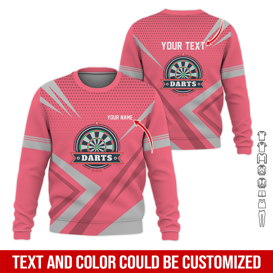 Customized Darts Sweatshirt, Personalized Name & Text Sweatshirt, 3 Star Darts Pattern Sweatshirt, Perfect Gift For Darts Lovers, Friend, Family
