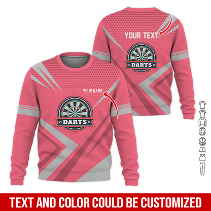Customized Darts Sweatshirt, Personalized Name & Text Sweatshirt, 3 Star Darts Pattern Sweatshirt, Perfect Gift For Darts Lovers, Friend, Family