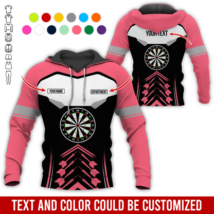 Customized Name, Text & Department Darts Premium Hoodie, Black & White Pattern Darts Hoodie, Perfect Gift For Darts Lovers, Darts Player