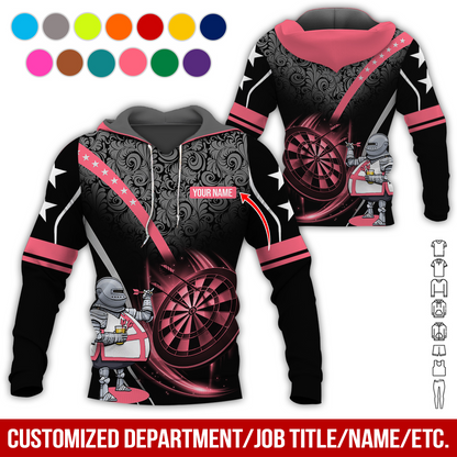 Personalized Darts Knight Armor Premium Hoodie, Customized Name Darts Tropical Pattern Hoodie, Perfect Gift For Darts Lovers, Darts Player