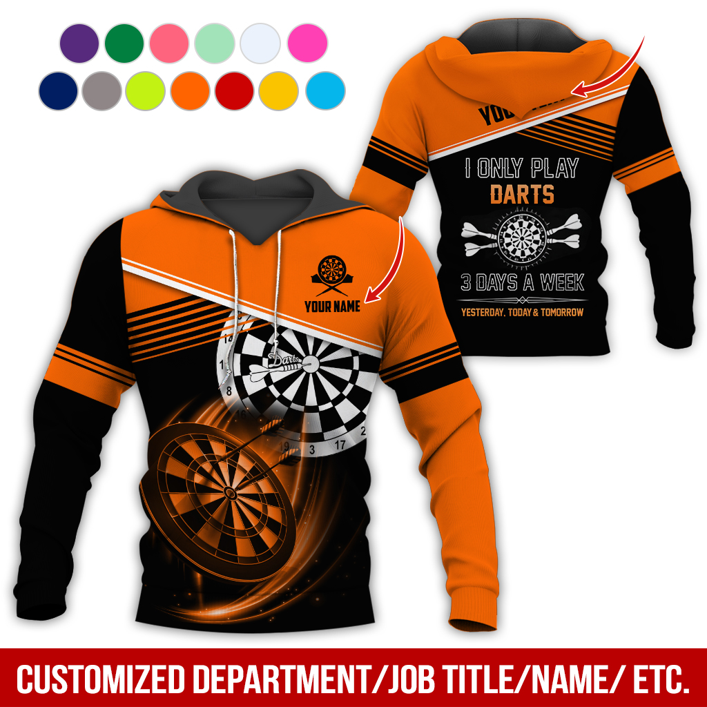 Customized Name & Text Darts Skull Premium Hoodie, I Only Play Darts 3 Days a Week Hoodie, Perfect Gift For Darts Lovers, Darts Player