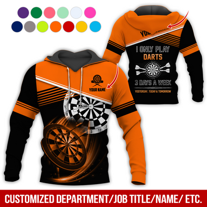Customized Name & Text Darts Skull Premium Hoodie, I Only Play Darts 3 Days a Week Hoodie, Perfect Gift For Darts Lovers, Darts Player