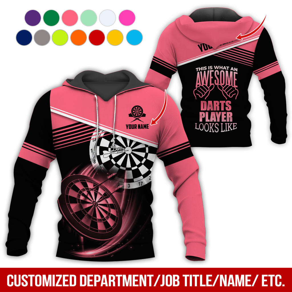 Customized Name & Text Darts Premium Hoodie, Darts Player Looks Like Hoodie, Perfect Gift For Darts Lovers, Darts Player