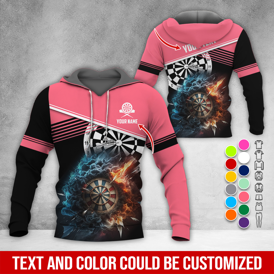 Personalized Name & Text Darts Premium Hoodie, Darts & Storm Pattern Hoodie, Perfect Gift For Darts Lovers, Friend, Family