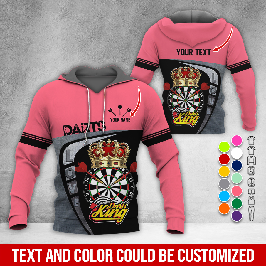 Customized Darts Premium Hoodie, Personalized Name & Text Darts Hoodie, Darts King Hoodie, Perfect Gift For Darts Lovers, Friend, Family