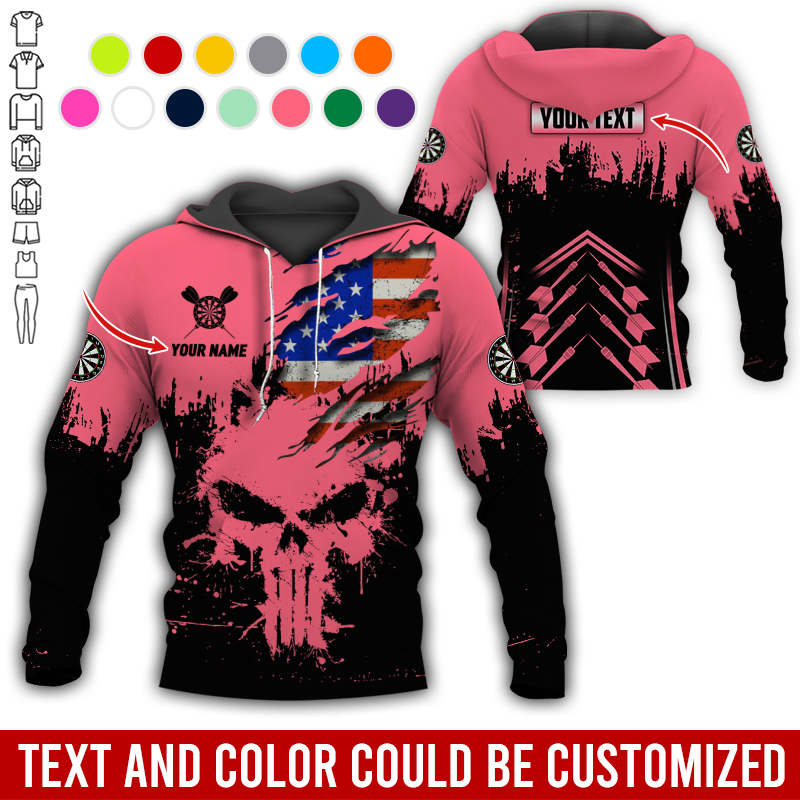 Customized Name & Text Darts Premium Hoodie, Custom National Flag Darts Hoodie For Men & Women, Perfect Gift For Darts Lovers, Darts Player