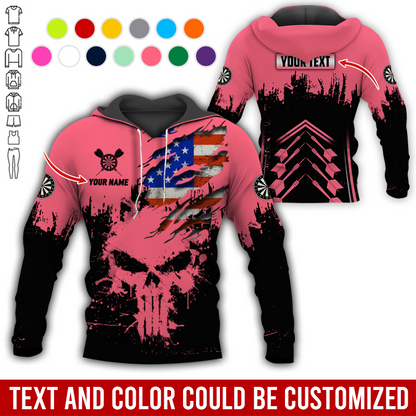 Customized Name & Text Darts Premium Hoodie, Custom National Flag Darts Hoodie For Men & Women, Perfect Gift For Darts Lovers, Darts Player
