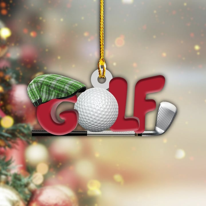 Golf Ornament For Christmas Tree Decor, Golf Flat Acrylic Ornament Xmas - Perfect Gift For Golf Lover,Christmas,New Year