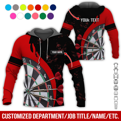 Customized Name & Text Darts Premium Hoodie, Darts & Moss Pattern Hoodie, Perfect Gift For Darts Lovers, Friend, Family