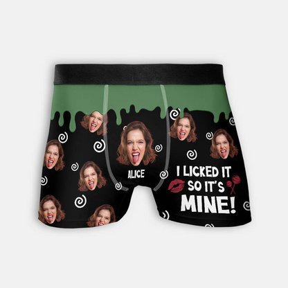 Personalized Boxers, Custom Face Underwear - Customized I Licked So It's Mine Boxer - Best Valentine Gift For Men From Lover