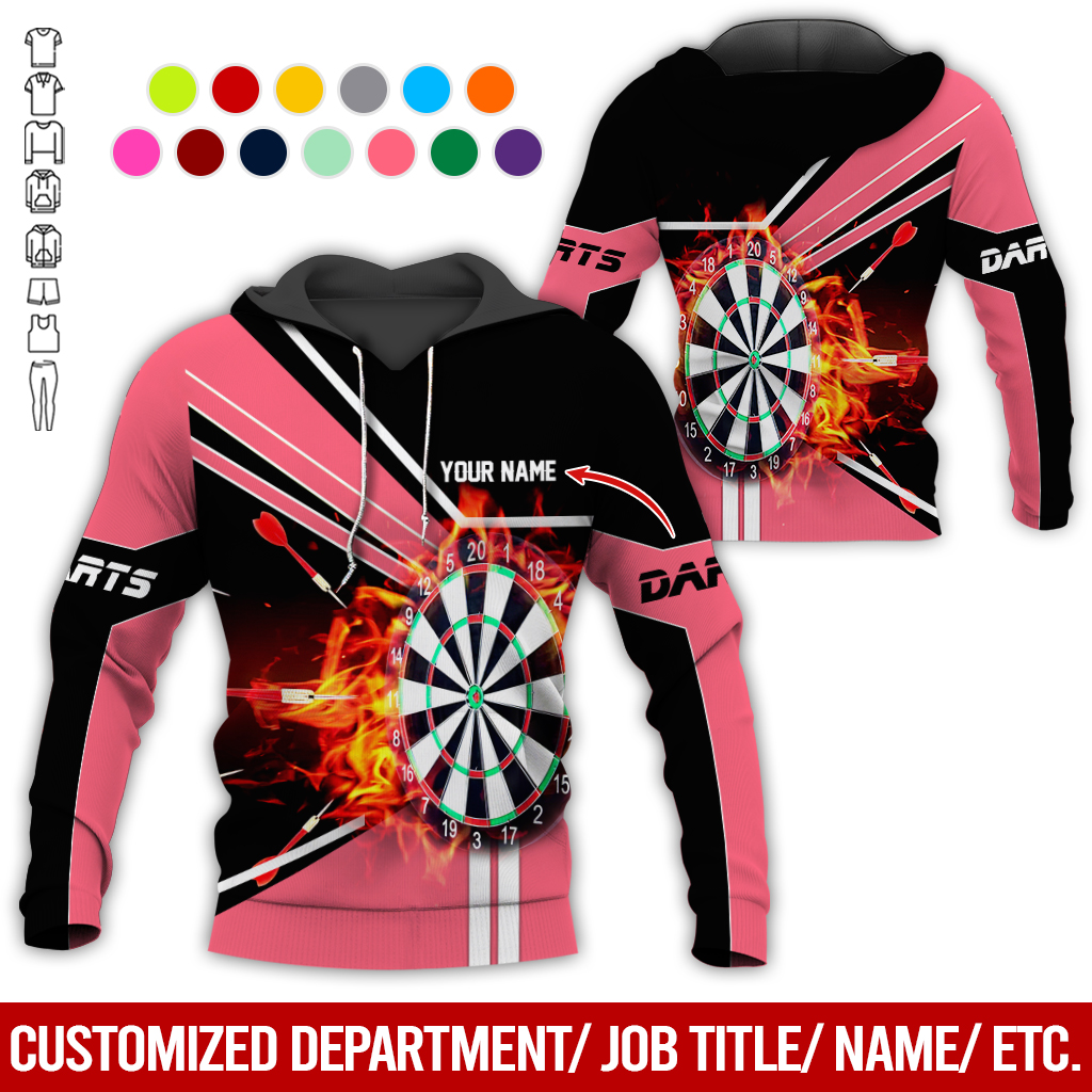 Customized Darts Flaming Premium Hoodie, Personalized Name Darts Hoodie, Perfect Gift For Darts Lovers, Darts Player