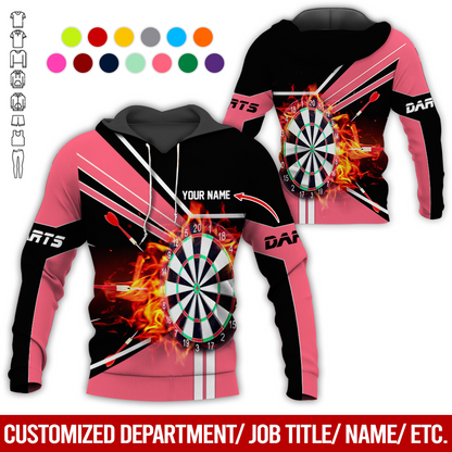 Customized Darts Flaming Premium Hoodie, Personalized Name Darts Hoodie, Perfect Gift For Darts Lovers, Darts Player