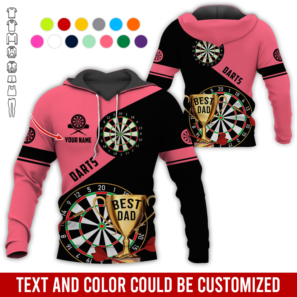 Personalized Darts Best Dad Premium Hoodie, Customized Name Darts Hoodie, Perfect Gift For Darts Lovers, Darts Player