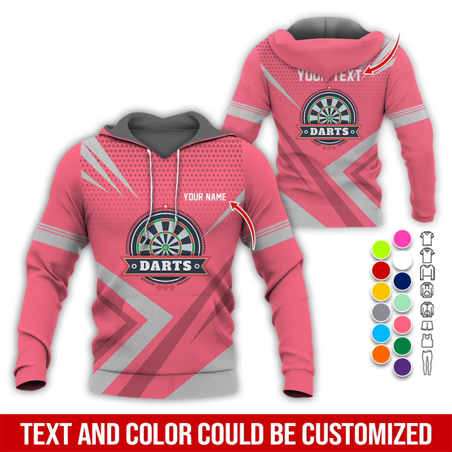 Personalized Name & Text Darts Premium Hoodie, 3 Star Darts Pattern Hoodie, Perfect Gift For Darts Lovers, Friend, Family