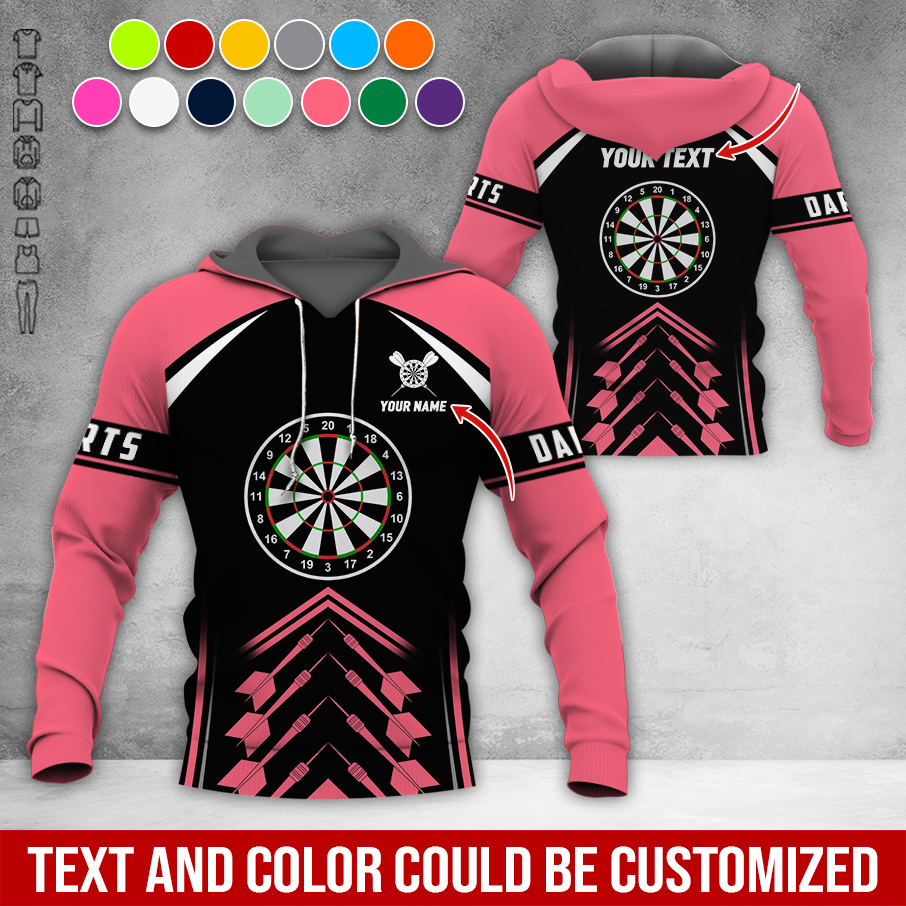 Customized Name & Text Darts Premium Hoodie, Custom Color Darts Pattern For Men & Women Hoodie, Perfect Gift For Darts Lovers, Darts Player