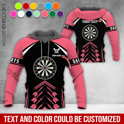Customized Name & Text Darts Premium Hoodie, Custom Color Darts Pattern For Men & Women Hoodie, Perfect Gift For Darts Lovers, Darts Player