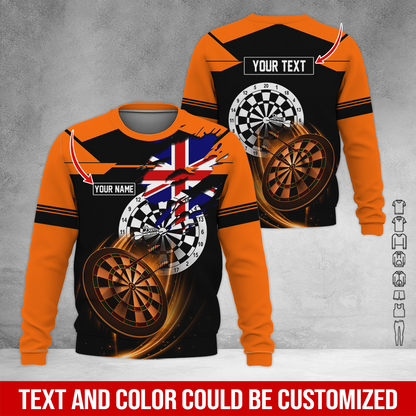 Customized Darts Sweatshirt, England Flag Pattern Sweatshirt For Men & Women, Perfect Gift For Darts Lovers, Friend, Family