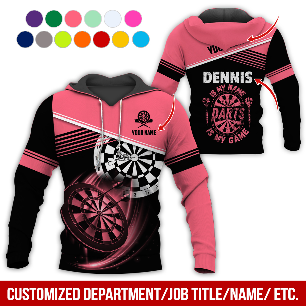 Customized Name & Text Darts Skull Premium Hoodie, Is My Name Player Darts Hoodie, Perfect Gift For Darts Lovers, Darts Player