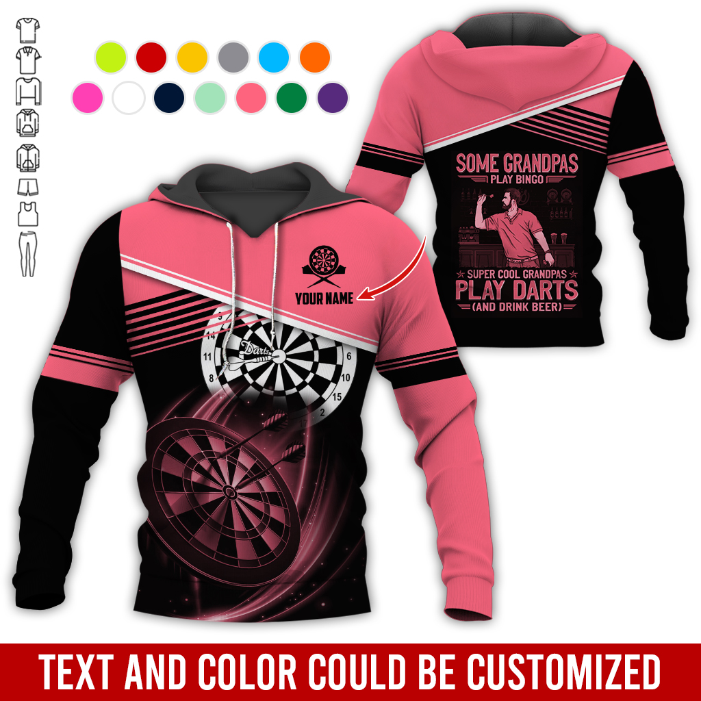 Customized Name & Text Darts Grandpa Premium Hoodie, Super Cool Grandpas Play Darts & Drink Beer Hoodie - Gift For Darts Lovers, Darts Players