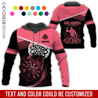 Customized Name & Text Darts Grandpa Premium Hoodie, Super Cool Grandpas Play Darts & Drink Beer Hoodie - Gift For Darts Lovers, Darts Players