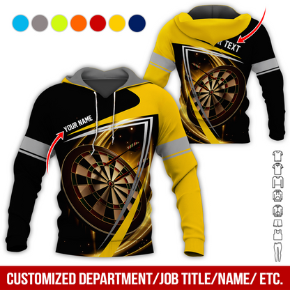 Customized Name & Text Darts Premium Hoodie, Dartboard Pattern Hoodie For Men & Women - Gift For Darts Lovers, Friend, Family
