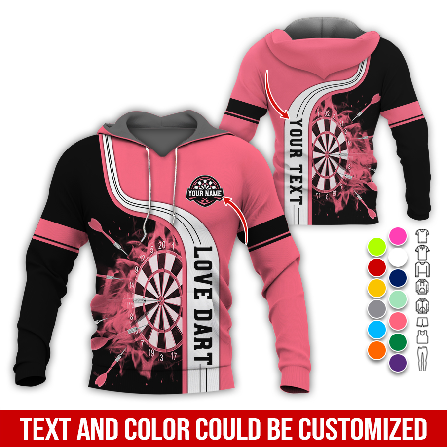 Customized Name & Text Darts Premium Hoodie, Darts Pattern Colorful Hoodie, Perfect Gift For Darts Lovers, Friend, Family