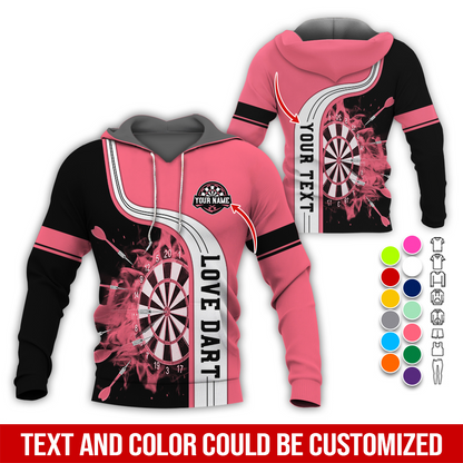 Customized Name & Text Darts Premium Hoodie, Darts Pattern Colorful Hoodie, Perfect Gift For Darts Lovers, Friend, Family