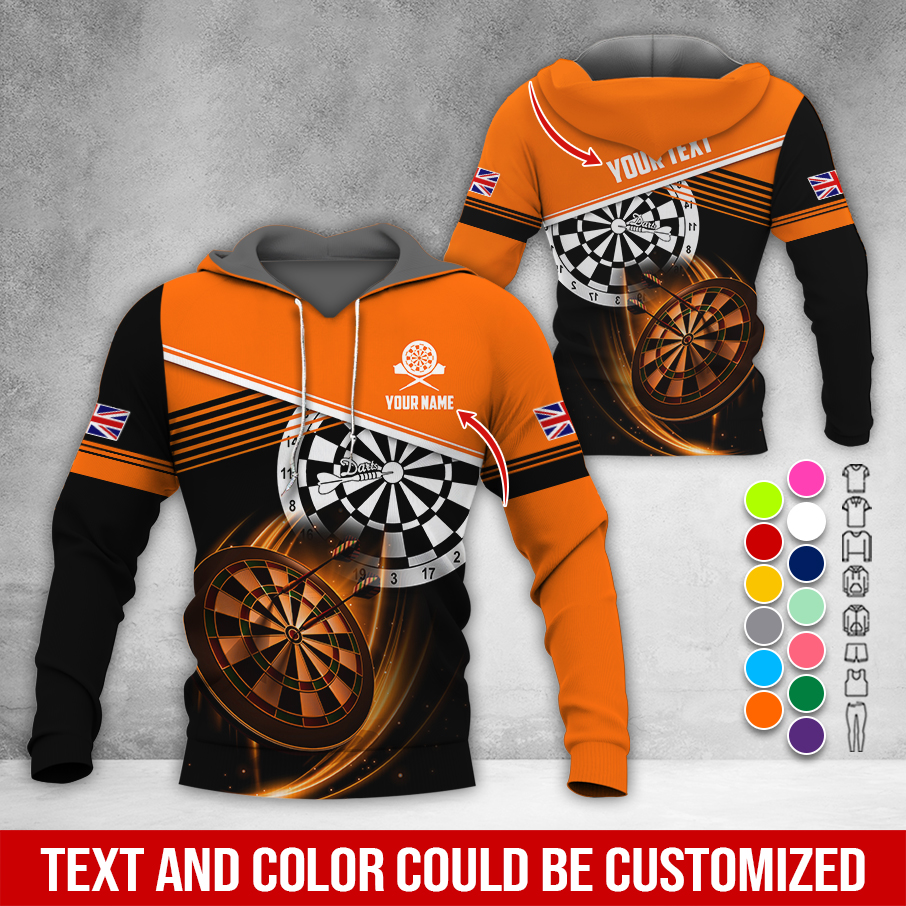 Customized Name & Text Darts Premium Hoodie, Custom Your Flag Hoodie, Perfect Gift For Darts Lovers, Friend, Family