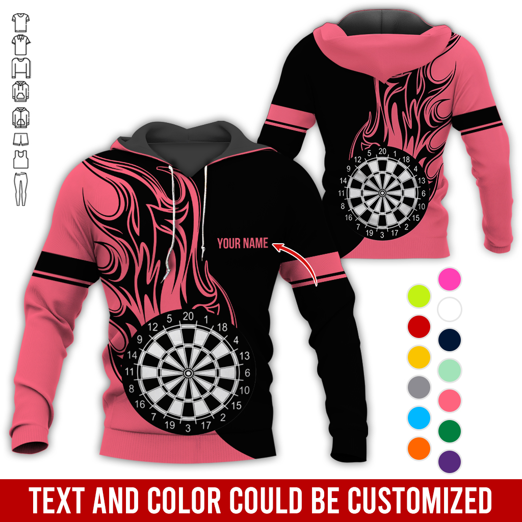 Personalized Name Darts Premium Hoodie, Fire Dartsboards Pattern Hoodie For Men & Women, Perfect Gift For Darts Lovers, Friend, Family