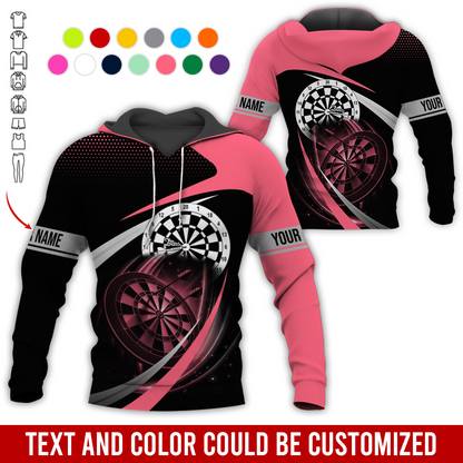 Personalized Darts Premium Hoodie, Customized Name & Text Darts Spot Pattern Black Hoodie, Perfect Gift For Darts Lovers, Friend, Family
