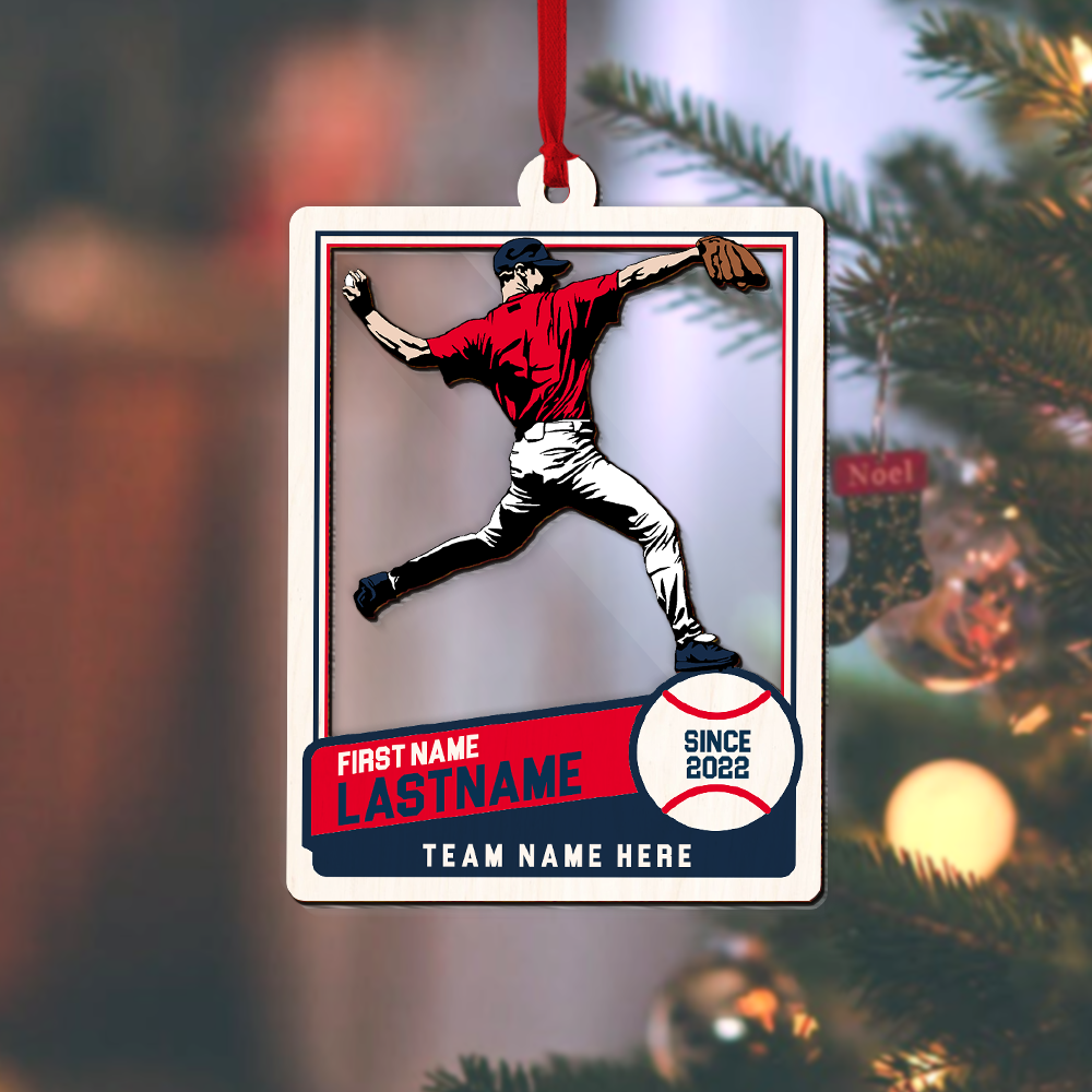 Custom Baseball Acrylic Ornament, Personalized Baseball Trading Card Acrylic Ornament - Perfect Gift For Baseball Lover, Christmas, New Year