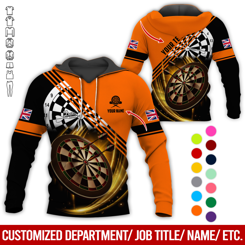 Customized Flag Darts Premium Hoodie, Personalized National Flag & Darts Pattern Hoodie For Men & Women, Perfect Gift For Darts Lovers, Friend, Family
