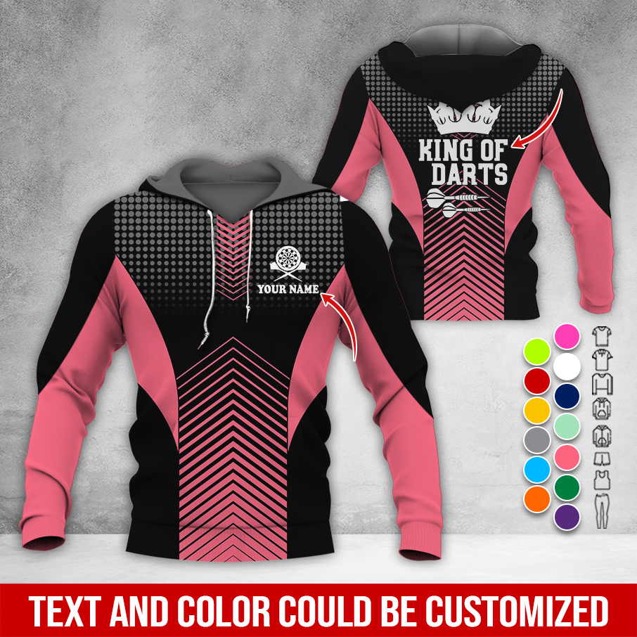 Customized Name & Text Darts Premium Hoodie, King Of Darts, Spot Pattern Hoodie, Perfect Gift For Darts Lovers, Darts Player