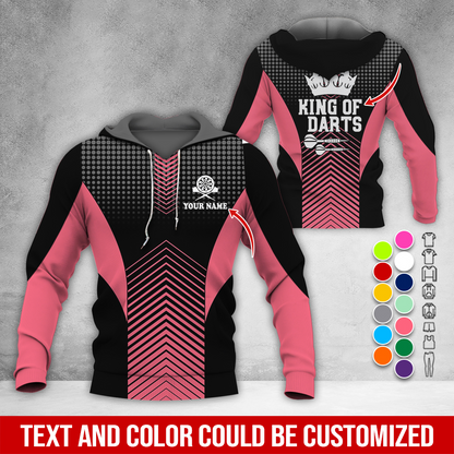 Customized Name & Text Darts Premium Hoodie, King Of Darts, Spot Pattern Hoodie, Perfect Gift For Darts Lovers, Darts Player