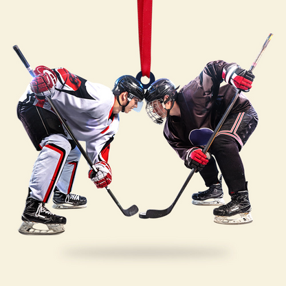 Custom Hockey Acrylic Ornament, Personalized Hockey Photo Ornament, Christmas Tree Decor Acrylic Ornament For Family, Christmas, New Year