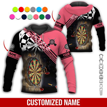 Customized Name Darts Premium Hoodie, Giant Dartboards Black Hoodie, Perfect Gift For Darts Lovers, Friend, Family