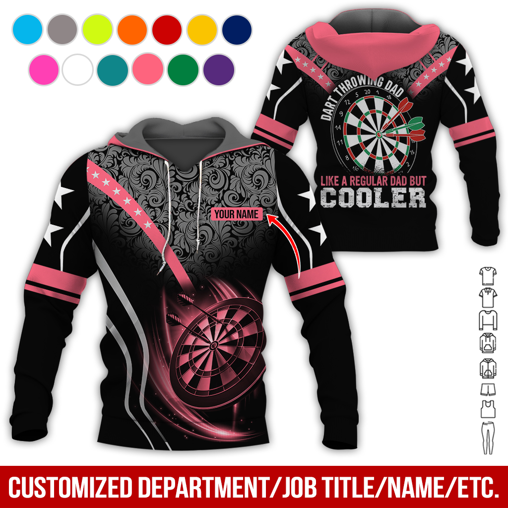 Customized Name Darts Tropical Pattern Hoodie, Like A Regular Dad But Cooler Hoodie, Perfect Gift For Darts Lovers, Darts Player