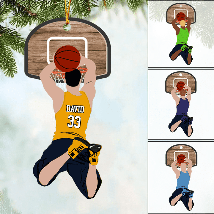 Custom Basketball Acrylic Christmas Ornament, Personalized Basketball Man Slam Dunk Ornament For Basketball Lover, Christmas, New Year