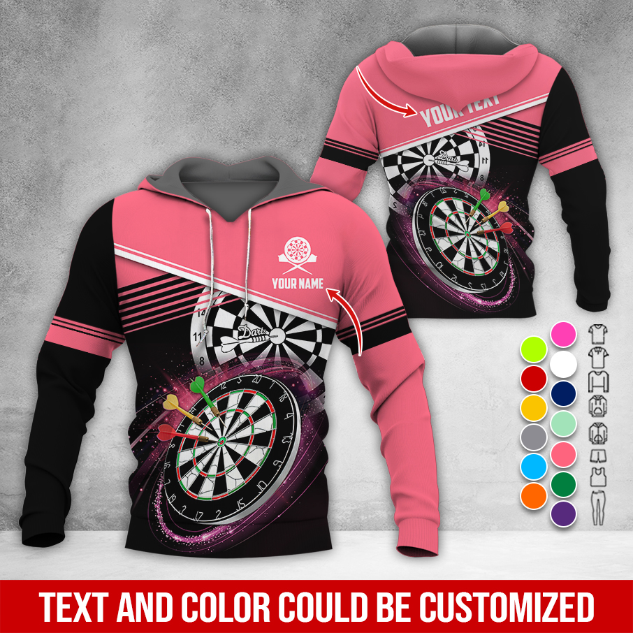 Customized Name & Text Darts Premium Hoodie, Modern Textures Pattern Darts Hoodie, Perfect Gift For Darts Lovers, Darts Player