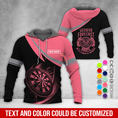 Customized Name Darts Premium Hoodie, Weekend Forrecast Darts Black Hoodie, Perfect Gift For Darts Lovers, Friend, Family