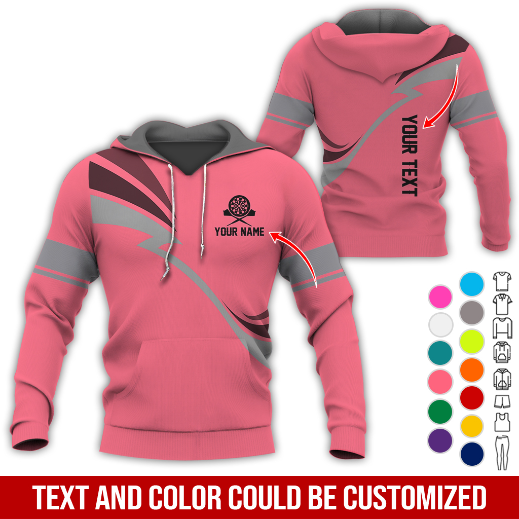 Personalized Darts Premium Hoodie, Customized Name & Text Lightning Pattern Darts Hoodie, Perfect Gift For Darts Lovers, Friend, Family