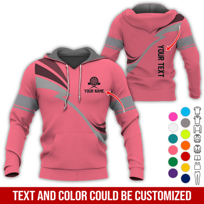 Personalized Darts Premium Hoodie, Customized Name & Text Lightning Pattern Darts Hoodie, Perfect Gift For Darts Lovers, Friend, Family