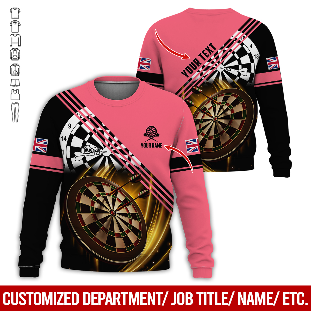 Customized Darts Sweatshirt, Personalized National Flag & Darts Pattern Sweatshirt For Men & Women, Perfect Gift For Darts Lovers, Friend, Family