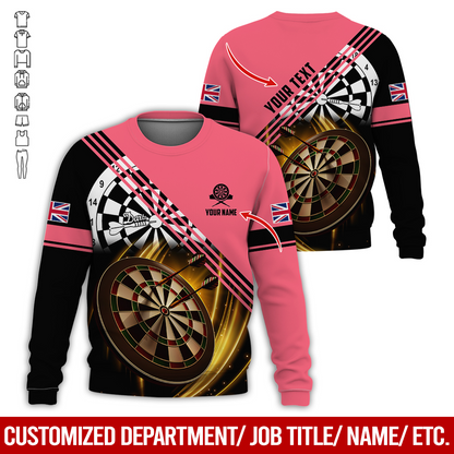 Customized Darts Sweatshirt, Personalized National Flag & Darts Pattern Sweatshirt For Men & Women, Perfect Gift For Darts Lovers, Friend, Family