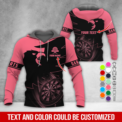 Personalized Darts Black Raven Premium Hoodie, Customized Name & Text Darts Hoodie, Perfect Gift For Darts Lovers, Darts Player