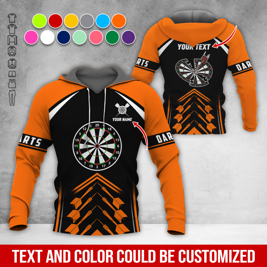 Personalized Name & Text Darts Premium Hoodie, Broken Darts Pattern Hoodie, Perfect Gift For Darts Lovers, Friend, Family